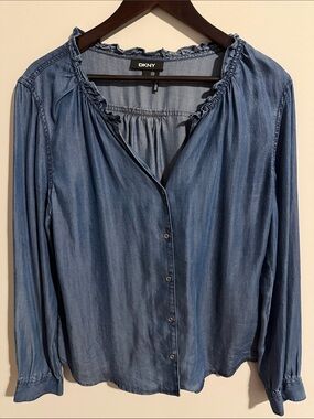 DKNY Chambray Blouse Size M